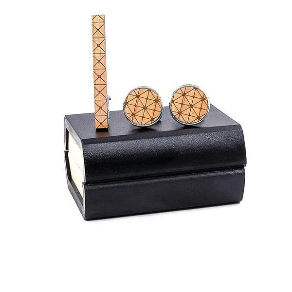 Matrix Pattern Cufflinks & Tie Bar Gift Set