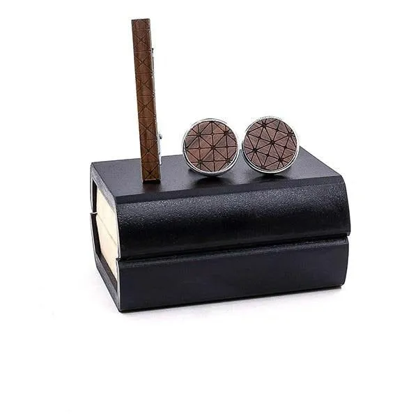 Matrix Pattern Cufflinks & Tie Bar Gift Set