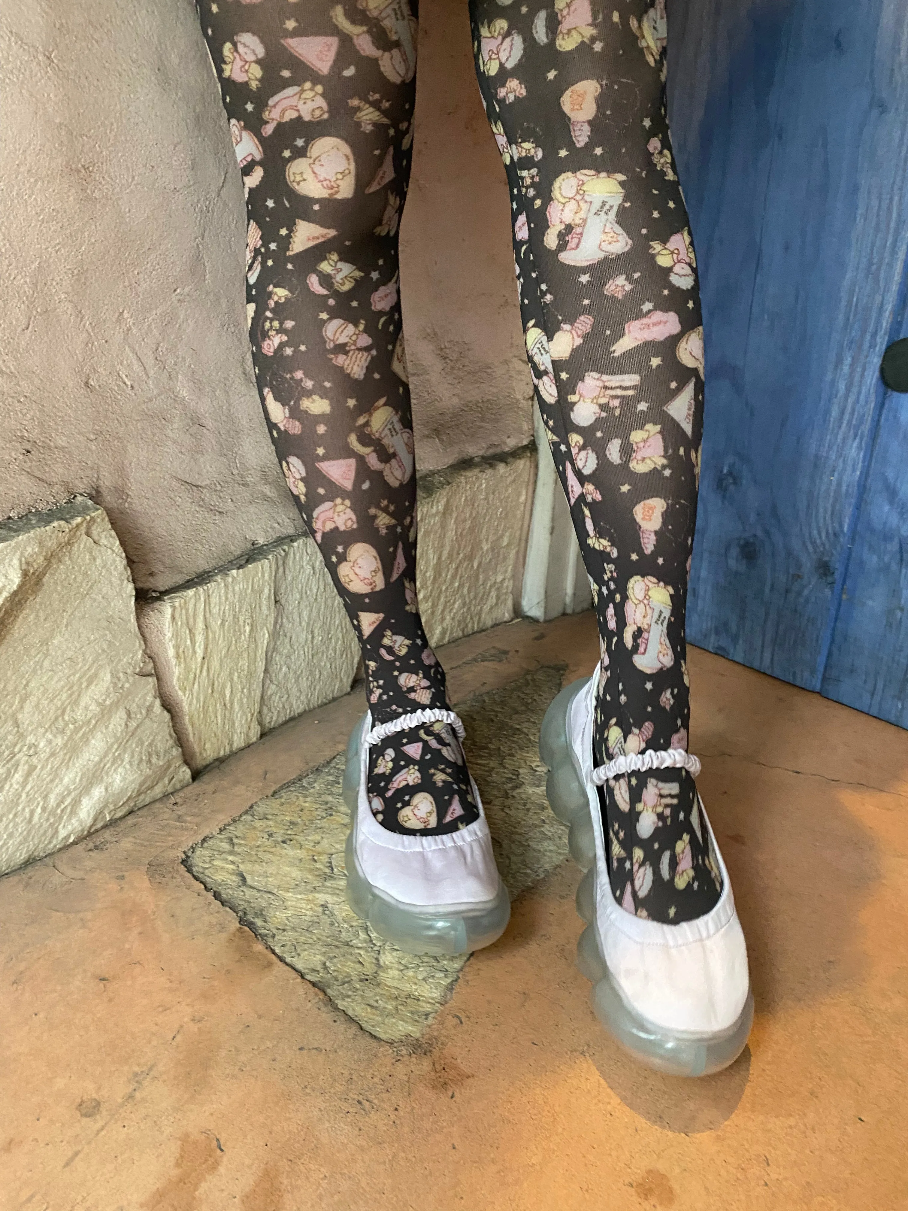 Original Print Tights / Black Cartoon