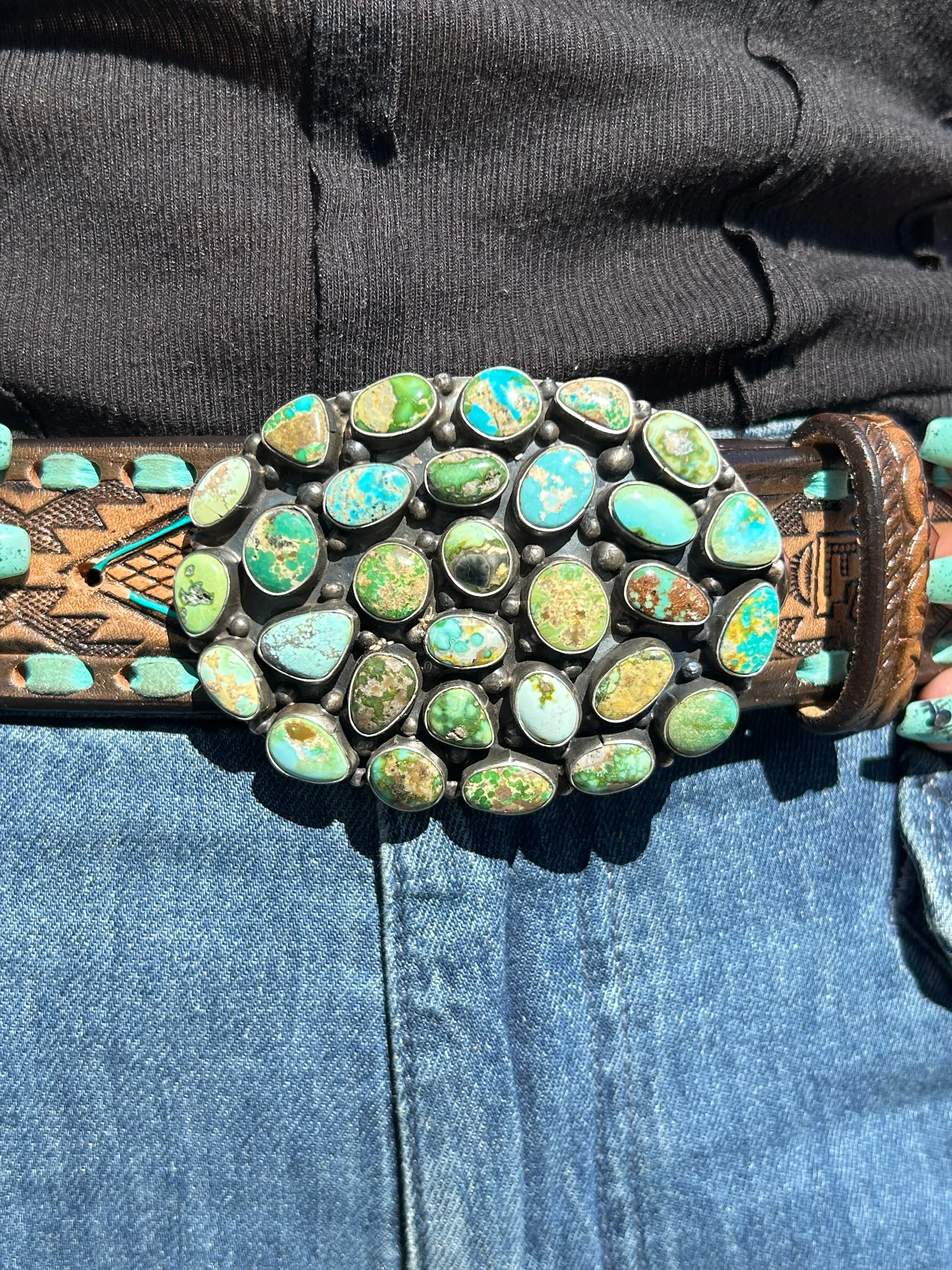 Oval Turquoise Belt Buckle