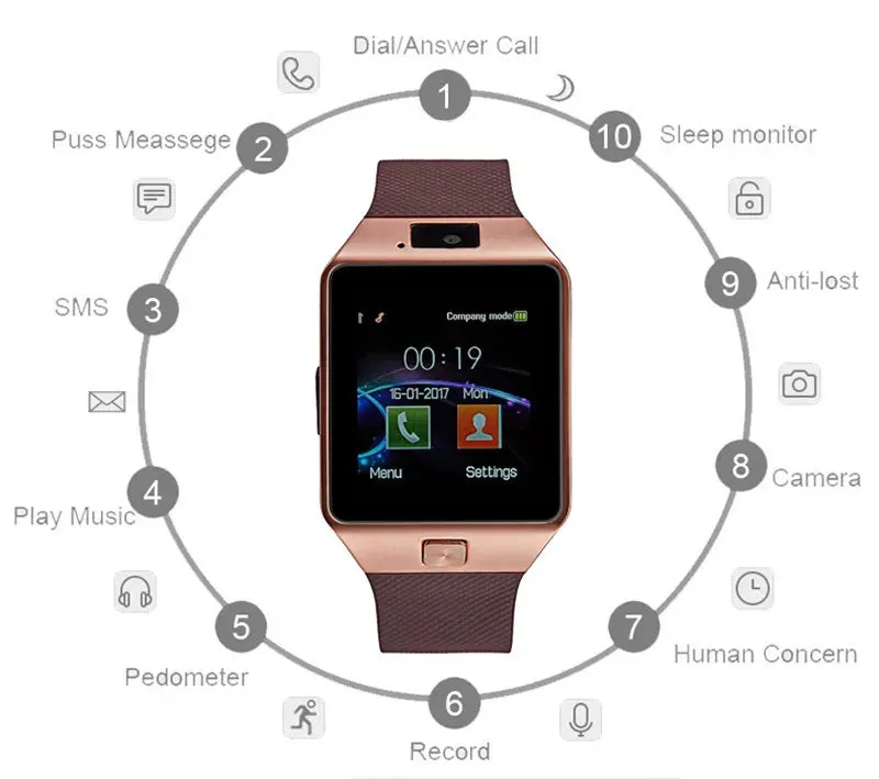 Smart Watch with Sim Card WiFi Sports Tracking