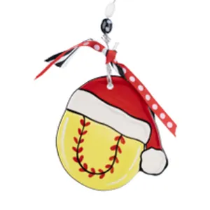 Softball Flat Ceramic Holiday Ornament