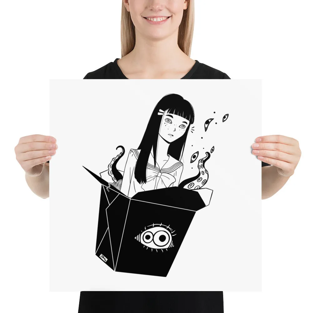 Takeout Anime Girl, Matte Art Print Poster