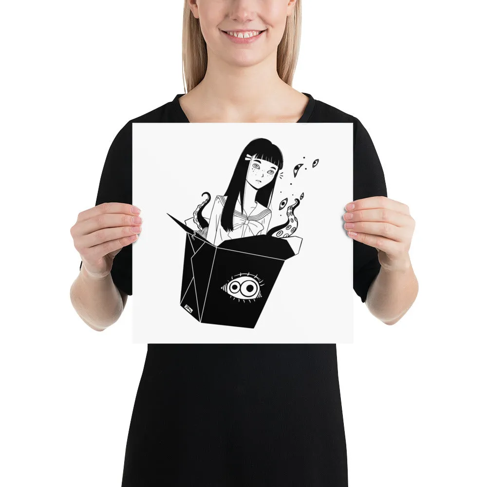 Takeout Anime Girl, Matte Art Print Poster