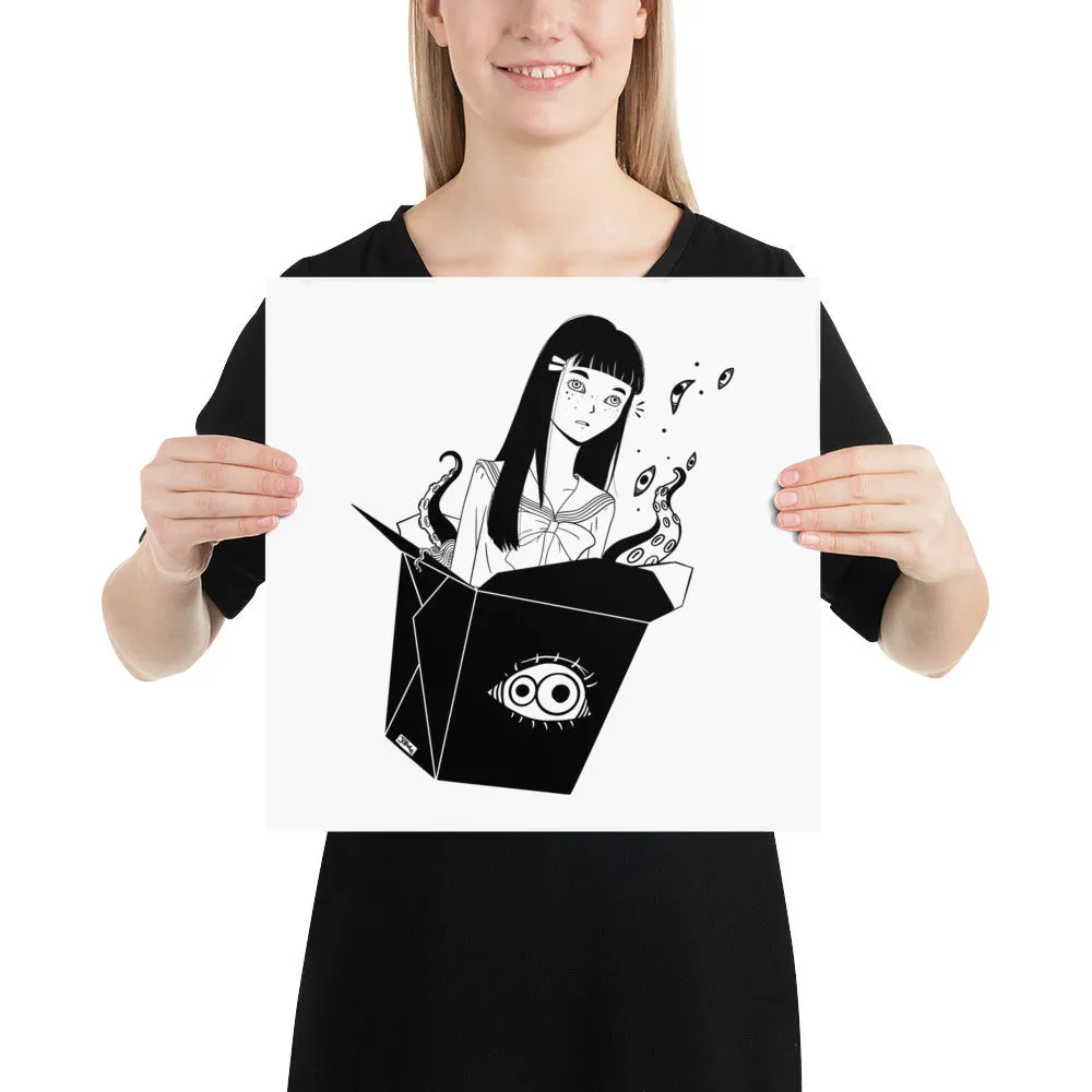 Takeout Anime Girl, Matte Art Print Poster