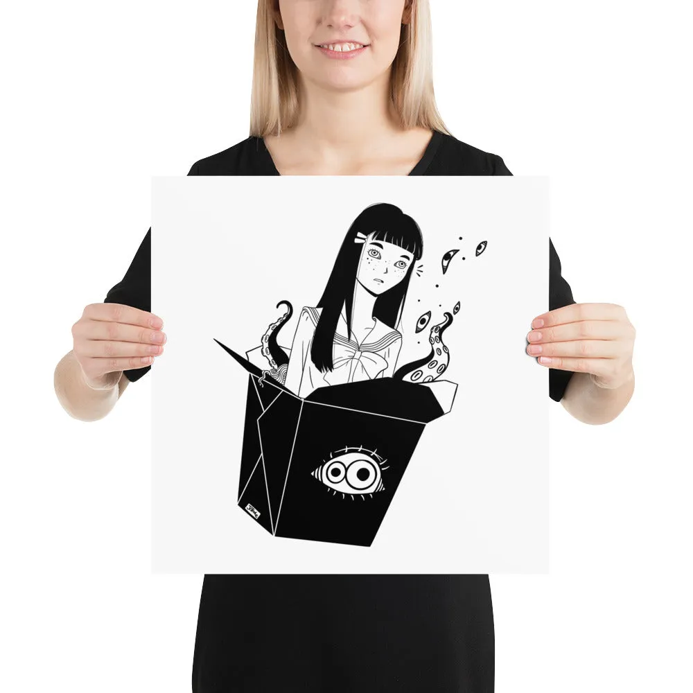 Takeout Anime Girl, Matte Art Print Poster