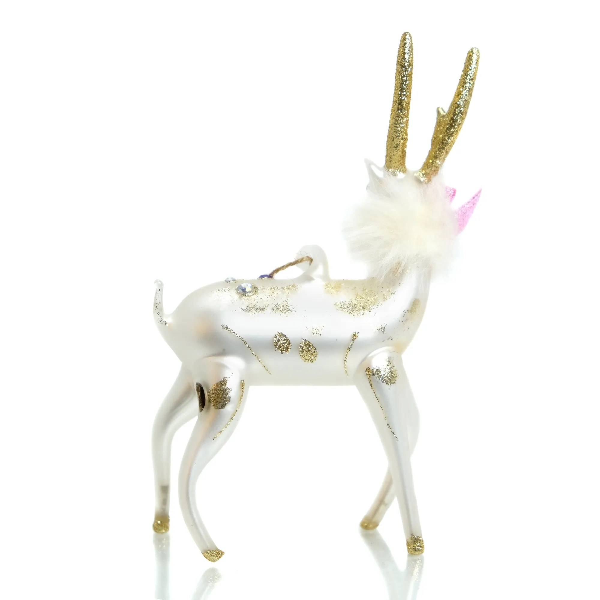 White Jeweled Stag Ornament